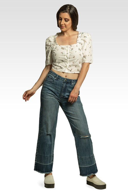 Mary High-Rise Cropped Wide Leg Jeans Released Hem