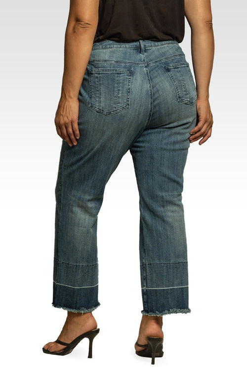 Mary Plus Size High-Rise Cropped Wide Leg Jeans Released Hem
