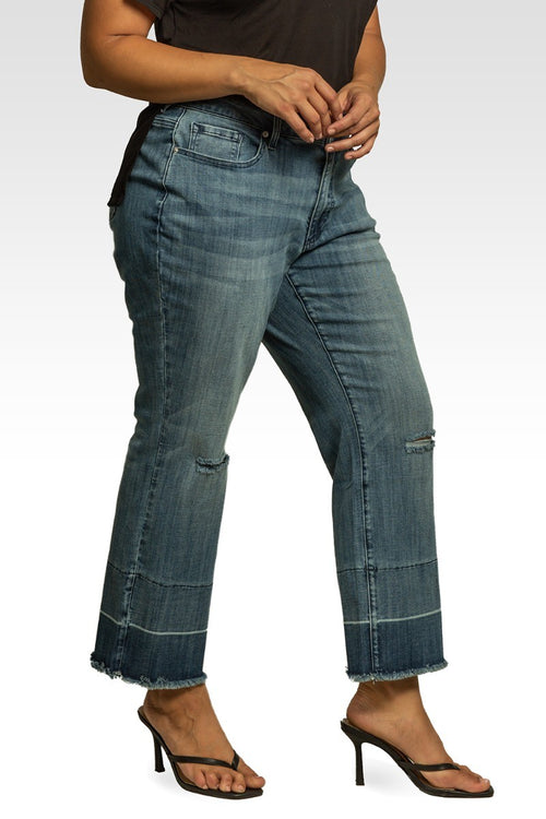 Mary Plus Size High-Rise Cropped Wide Leg Jeans Released Hem
