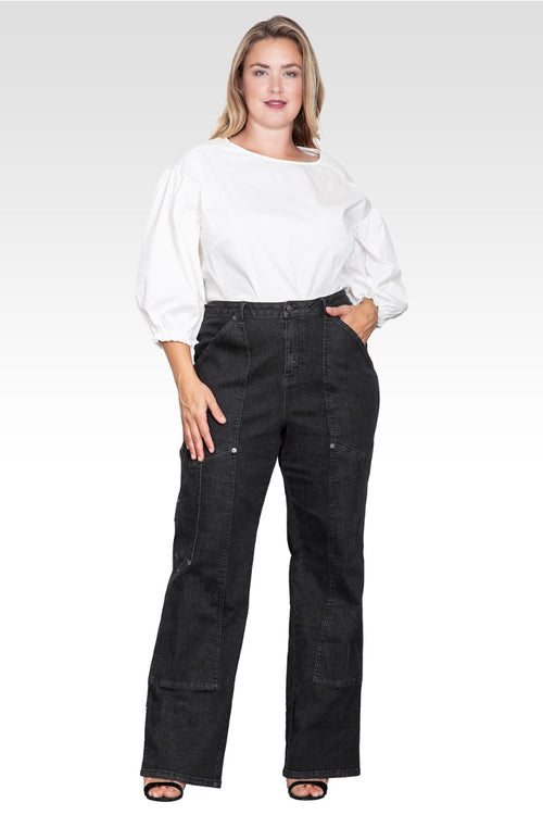 Plus Size High Waist Utility Performance Jeans-Rinse Black
