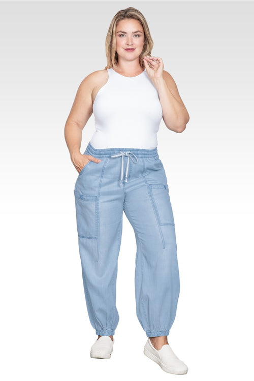 Keira Women's Plus Size Tencel Low-Slung Lounge Jeans-Dark