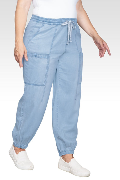 Keira Women's Plus Size Tencel Low-Slung Lounge Jeans-Dark