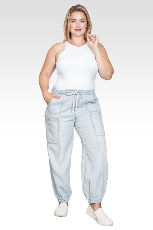 Keira Women's Plus Size Tencel Low-Slung Lounge Jeans-Light