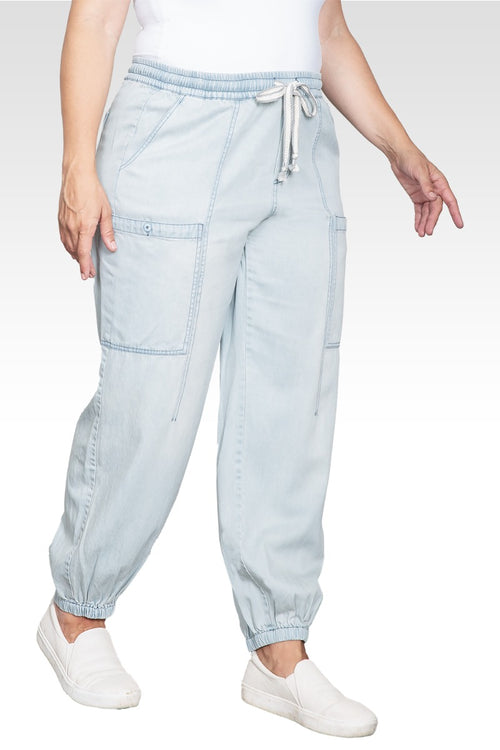 Keira Women's Plus Size Tencel Low-Slung Lounge Jeans-Light