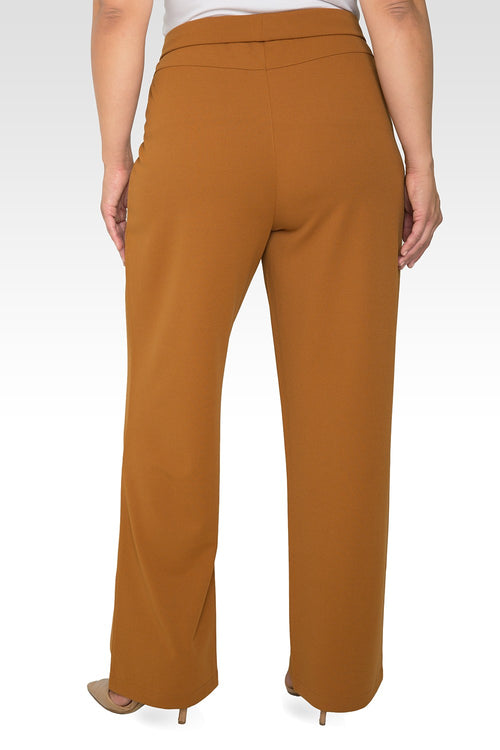 Standards & Practices Plus Size Women's Dark Mustard High Waist Stretch Crepe Pants-2