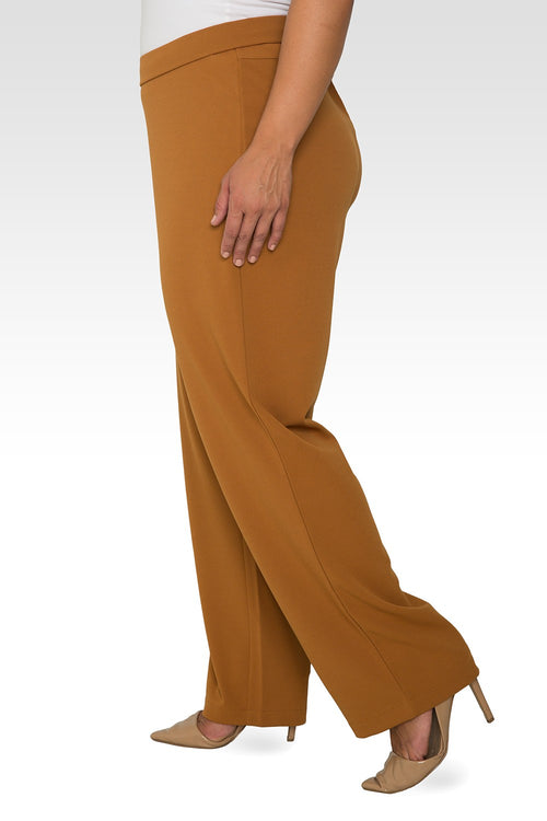 Standards & Practices Plus Size Women's Dark Mustard High Waist Stretch Crepe Pants-4