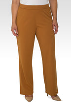 Standards & Practices Plus Size Women's Dark Mustard High Waist Stretch Crepe Pants-1