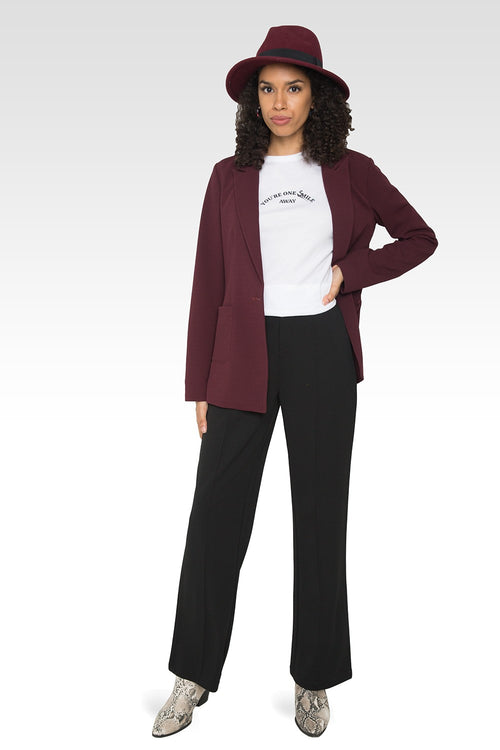 Standards & Practices Women's Pintuck Stretch Crepe Wide Leg Trouser - Black-4