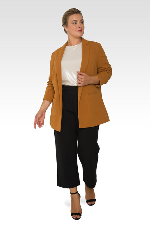 Standards & Practices Plus Size Women's Black High Waist Stretch Crepe 23" Crop Pants-4
