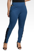 Jo Jo Women's Plus Size Interlaced Mesh Leggings With Side Pockets