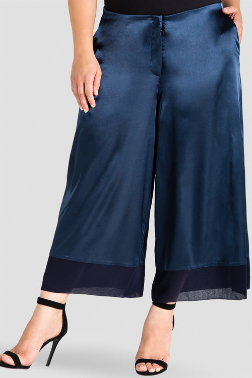 standards & practices sateen cropped pants midnight blue