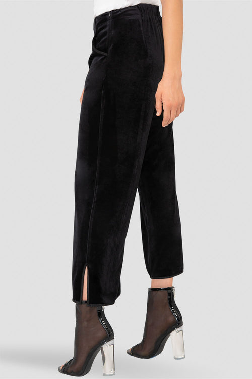 Standards & Practices Stretch Velvet Crop Wide Leg Pant with Split Hem