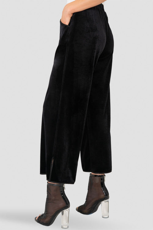 Standards & Practices Stretch Velvet Crop Wide Leg Pant with Split Hem