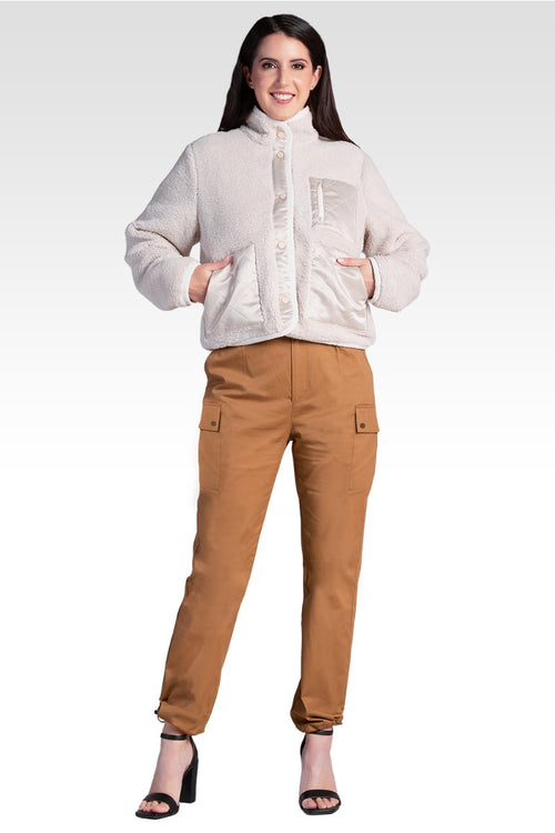 Feza Women's Poplin Cargo Pants with Bungee Cord Hem