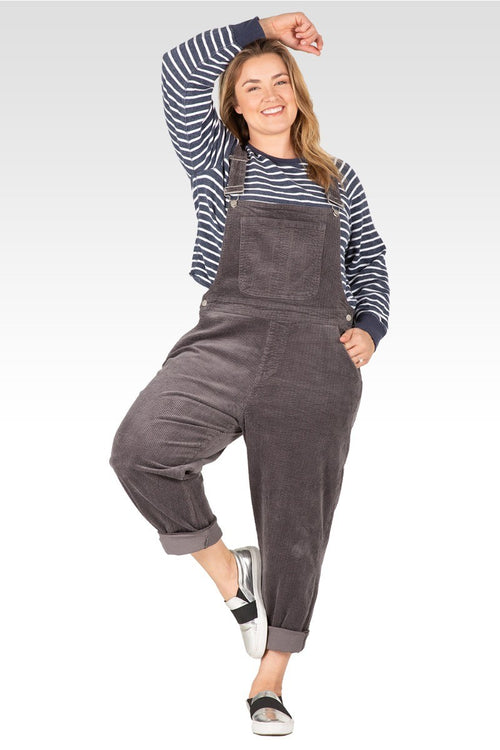 Harper Women's Plus Size Corduroy Casual Overall - Charcoal