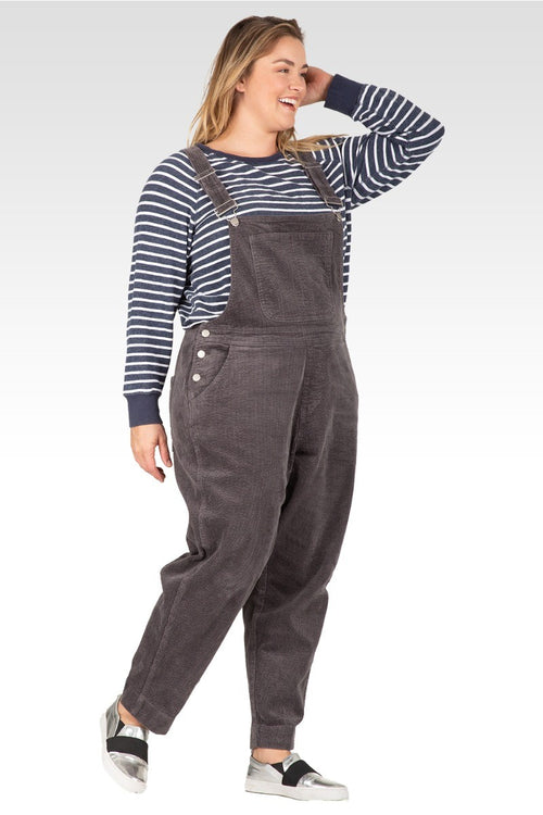 Harper Women's Plus Size Corduroy Casual Overall - Charcoal