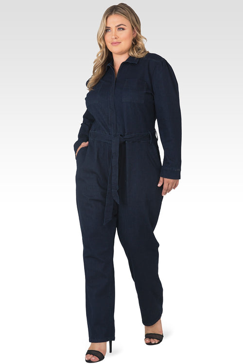 Janeen Plus Size Light Weight Denim Boiler Suit