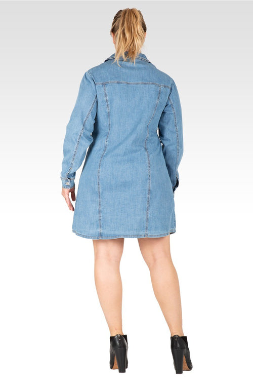 Ally Women's Plus-Size Full Sleeve Denim Shirt Dress