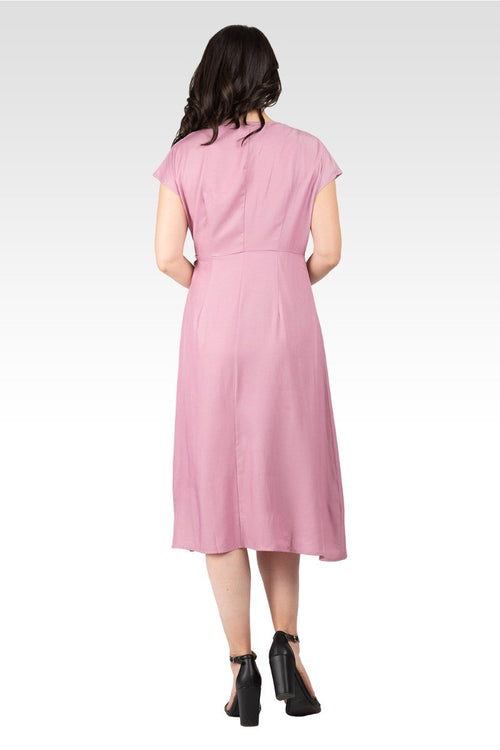 Hazel Women's Kimono Cap Sleeves Midi Wrap Dress - Mauve