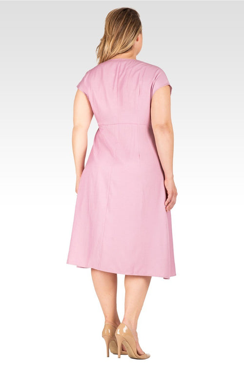 Hazel Women's Plus Size Kimono Cap Sleeves Midi Wrap Dress - Mauve