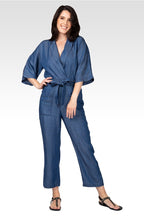 Yuki Women's Tencel Denim Kimono Sleeves Tie Wrap Jumpsuit