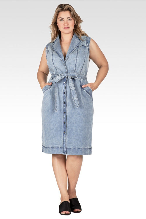 Athena Women's Trench Silhouette Plus Size Midi Dress