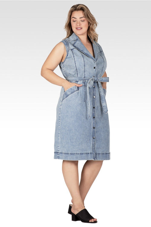 Athena Women's Trench Silhouette Plus Size Midi Dress