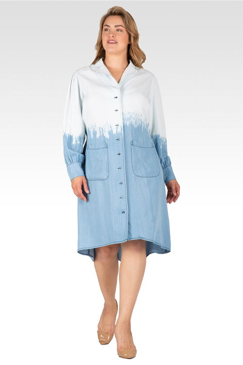 Vienna Women's Plus Size Ombre Shirt Dress