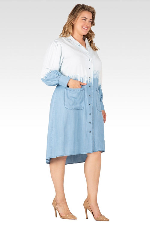 Vienna Women's Plus Size Ombre Shirt Dress