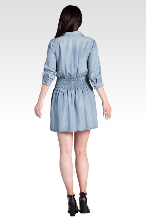 Felis Women's Tencel Smocked Waist Midi Shirt Dress