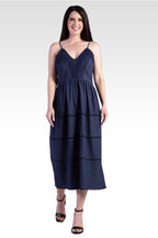 Azha Women's Lace Trim Tencel Midi Dress