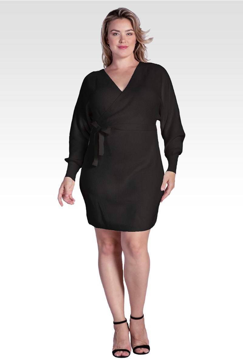 plus size mini sweater dress Standards & Practices Women's Knit Wrap - Black DY1-1D Size (Please refer to our size chart):5XL Mock neck adds a SIMANLAN Pointed Toe Pumps,
