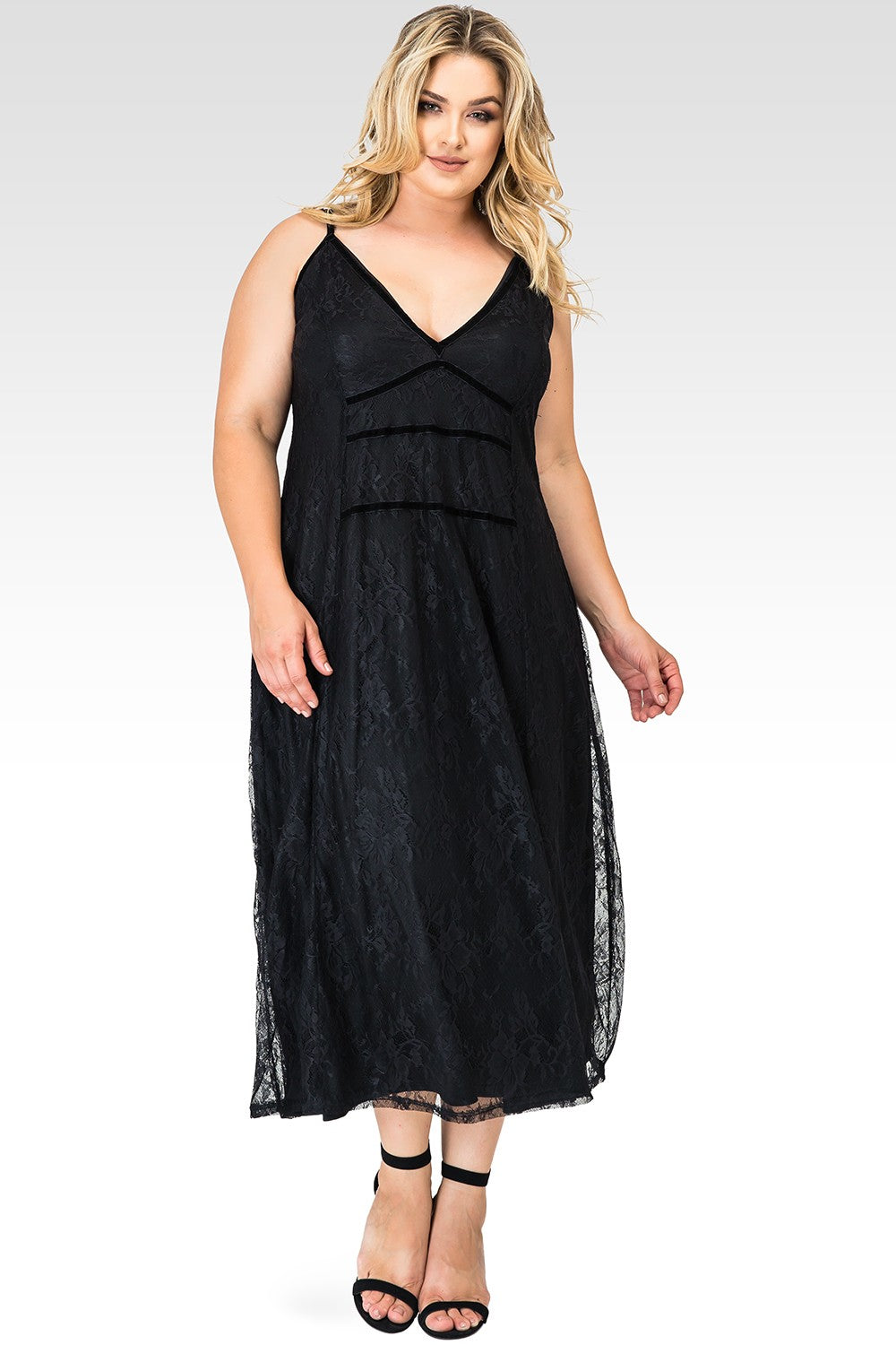 Standards & Practices Plus Size Lace Maxi Slip Dress - Black Standards & Practices Plus Size Lace Maxi Slip Dress - Black