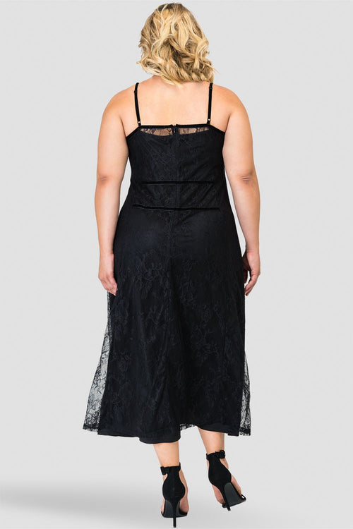 Standards & Practices Plus Size Lace Midi Tank Slip Dress with Liner