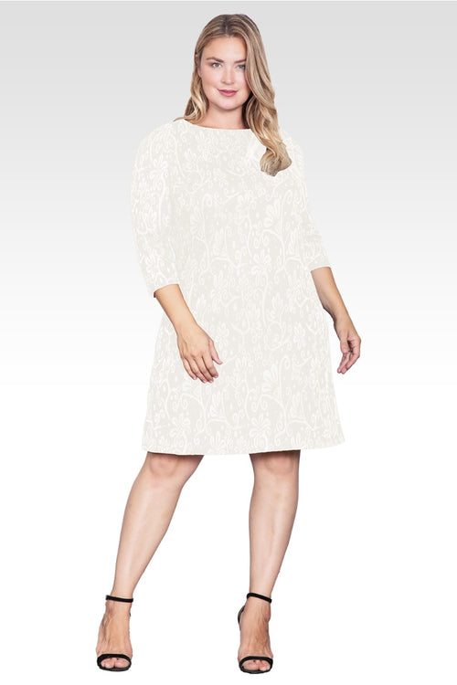 Esme Women's Plus Size Floral Crochet Mini Dress-White