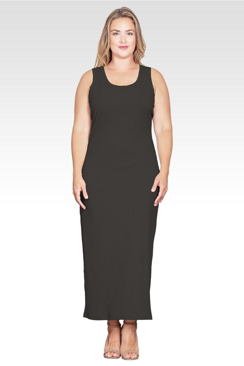 strapless open back dress Standards & Practices Women's Sleeveless Rib-Knit Maxi Dress