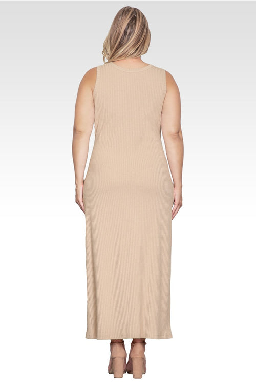 Zeypher Women's Plus Size Sleeveless Rib-Knit Maxi Dress