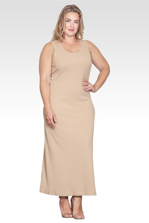 Zeypher Women's Plus Size Sleeveless Rib-Knit Maxi Dress