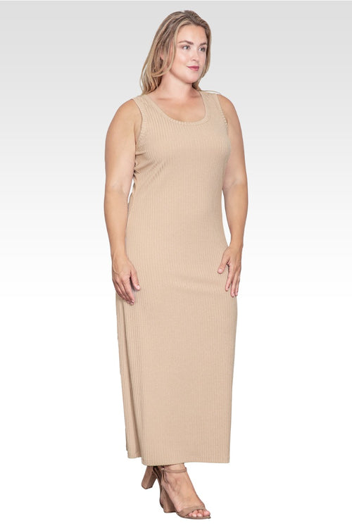 Zeypher Women's Plus Size Sleeveless Rib-Knit Maxi Dress