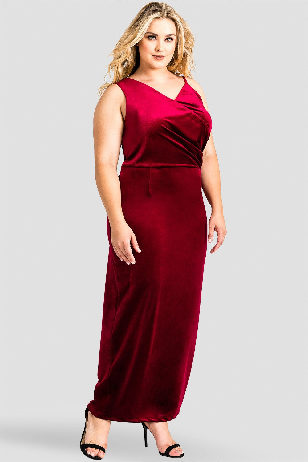Standards & Practices Plus Size Asymmetrical Velvet Maxi Dress