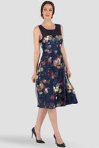 Angel Floral Mesh Chiffon A-Line Zip Back Dress