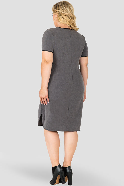 Plus Size Standards & Practices Women's Curvy FitTanya Charcoal Gray Apron Hem Shift Dress