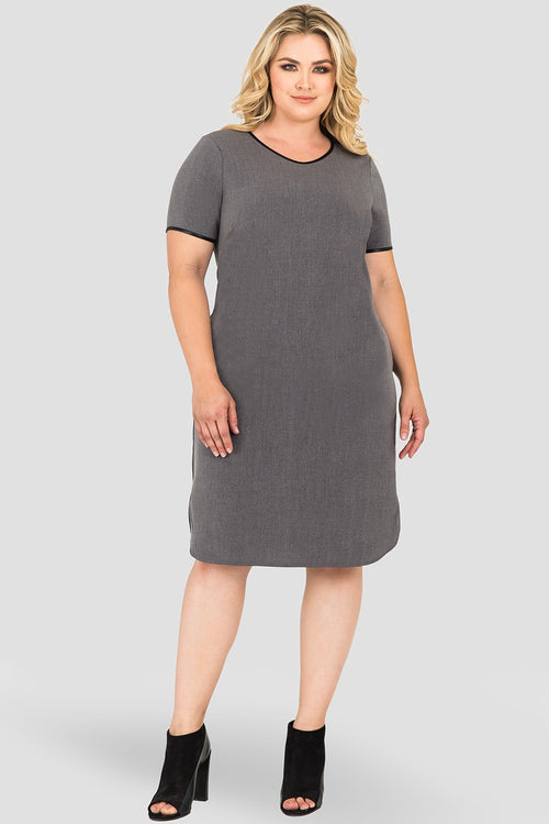 Plus Size Standards & Practices Women's Tanya Charcoal Gray Apron Hem Shift Dress
