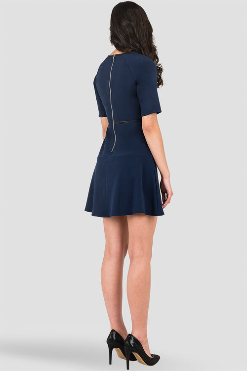 Standards & Practices Women's Curvy Fit Tina Navy/ Midnight Blue A-Line Suiting Mini Dress