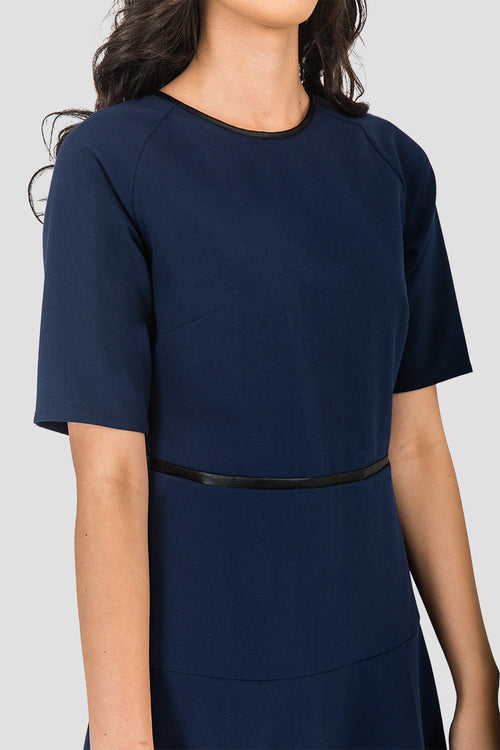 Standards & Practices Tina Navy/ Midnight Blue A-Line Suiting Mini Dress