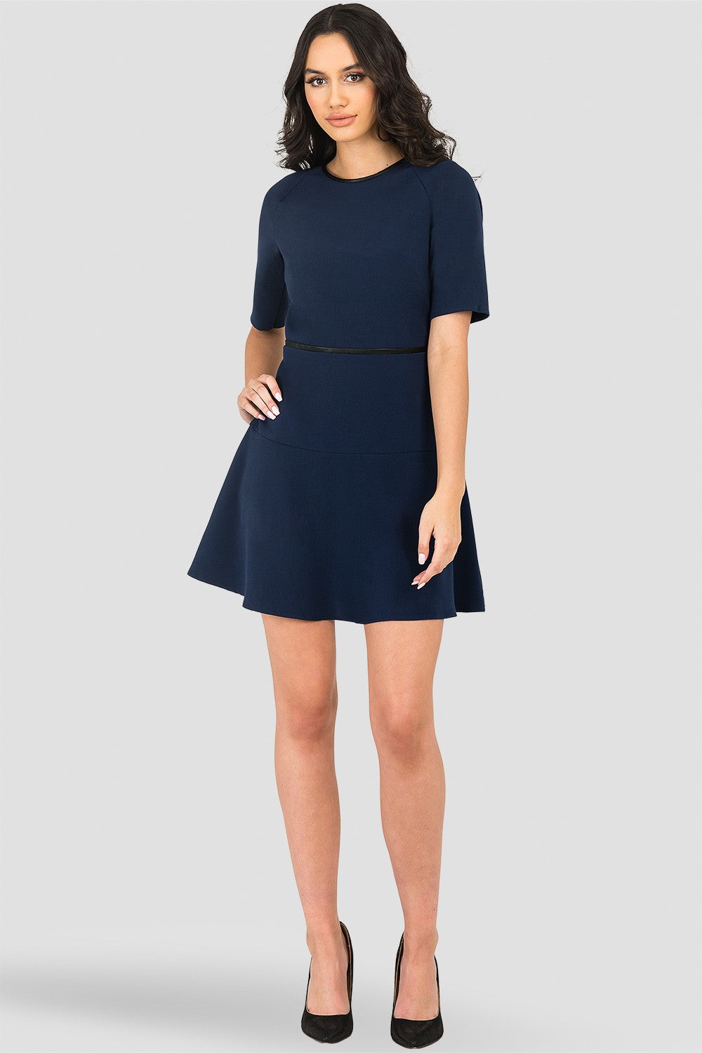suiting mini dress Standards & Practices Tina Navy/ Midnight Blue A-Line Suiting Mini Dress