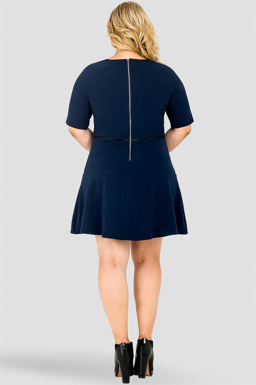 Standards & Practices Tina Navy/ Midnight Blue A-Line Suiting Mini Dress