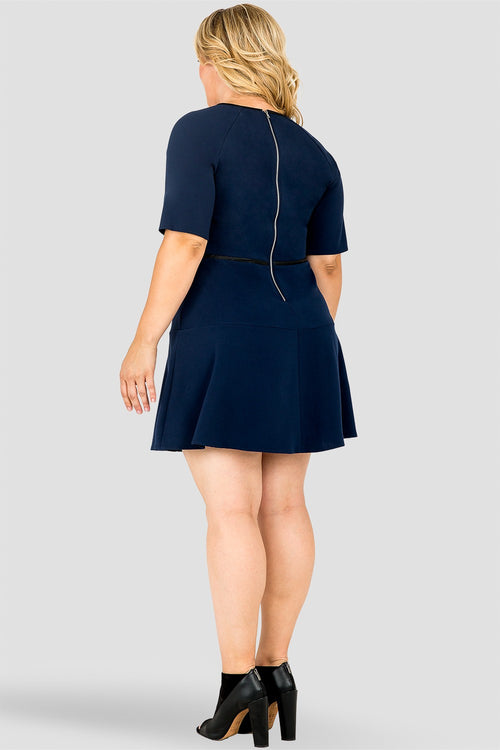 Standards & Practices Tina Navy/ Midnight Blue A-Line Suiting Mini Dress