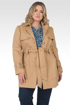 Plus Size Melanie Khaki Lapel Trench Coat-1