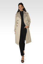 Standards & Practices Women's Khaki Plaid Long Trench Coat-1